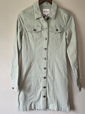 RE Generation by Celebrity Pink Juniors Sm Button Front Denim Dress Sage Green